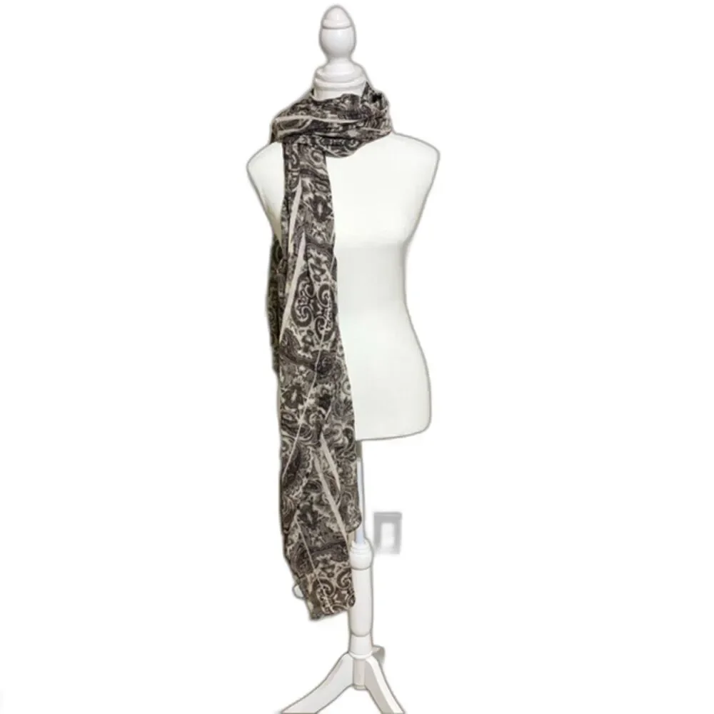 Madewell Brown Paisley Oversized Rectangle Scarf Shawl Wrap Boho One Size